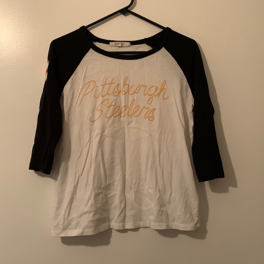 Junk Food Pittsburgh Steelers Shirt Baseball Style 3/4 Sleeve